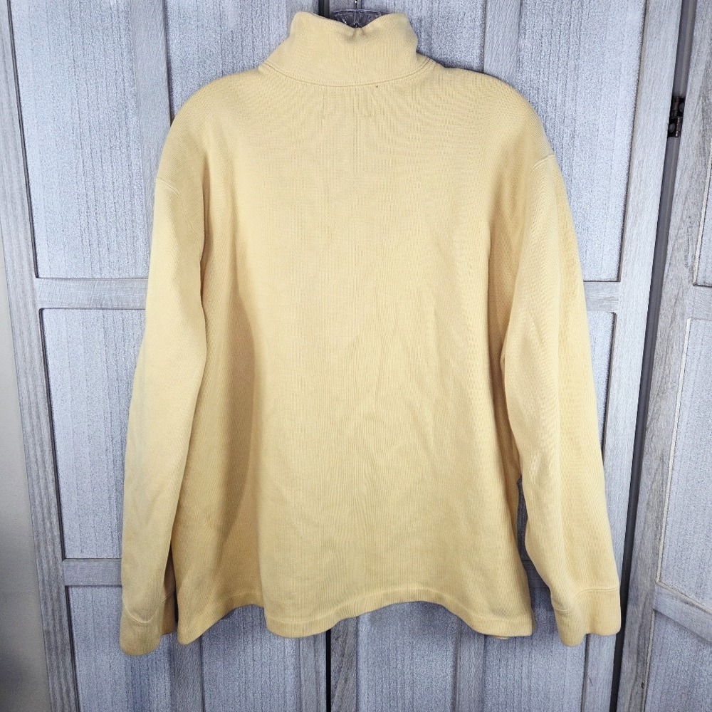 Polo Ralph Lauren 1/4 Zip Pullover Sweater Mens Size XL Yellow Logo Preppy Flaw- - Picture 2 of 8